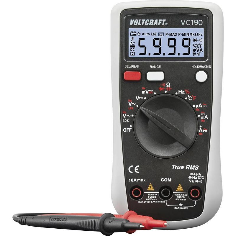 Foto van Voltcraft vc190 multimeter digitaal cat iii 600 v weergave (counts): 6000