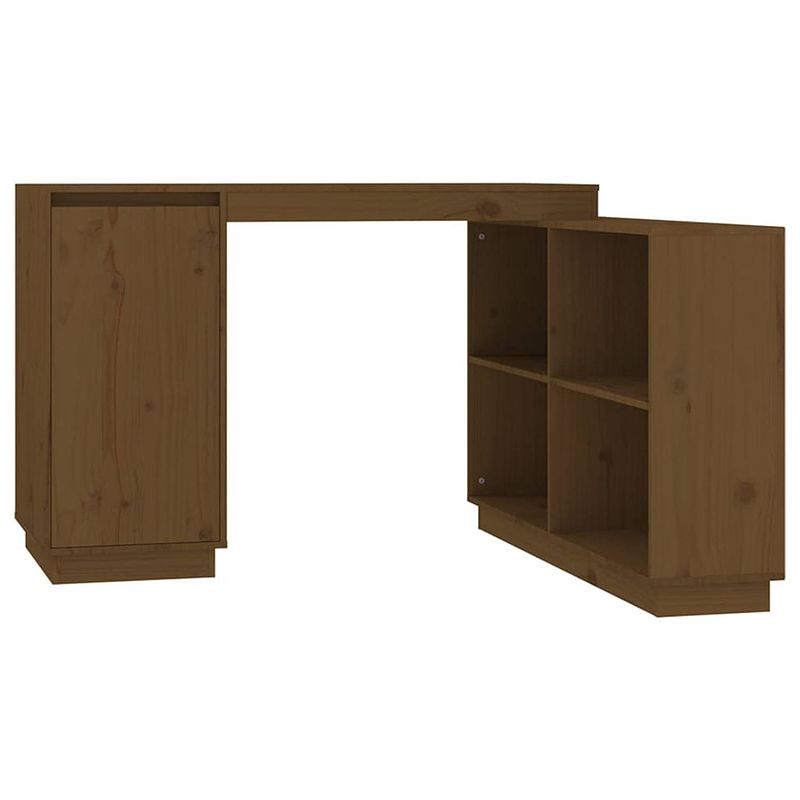 Foto van The living store bureau computer massief grenenhout - 110 x 50 x 75 cm - honingbruin