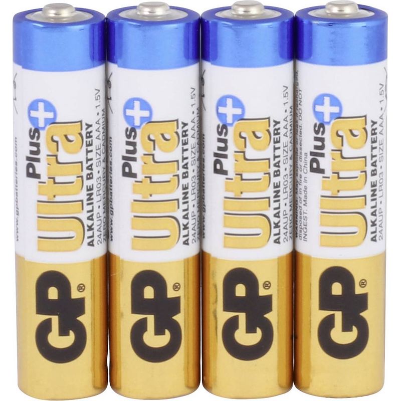 Foto van Gp aaa 4 stuks ultra plus alkaline batterij