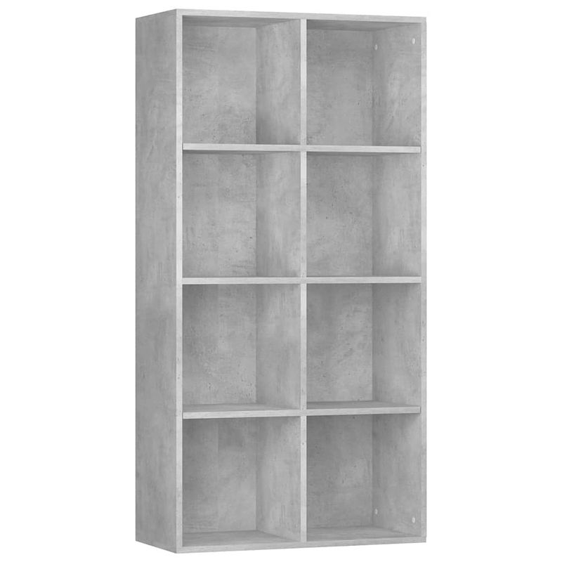 Foto van The living store boekenkast - betongrijs - 66 x 30 x 130 cm - bewerkt hout - 8 vakken