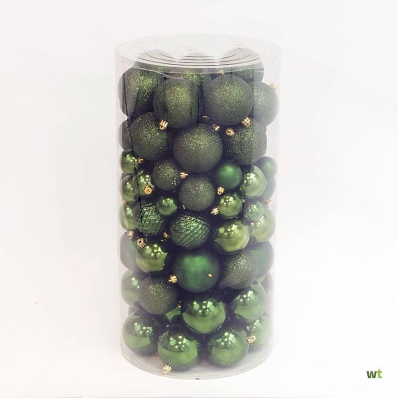 Foto van Plastic kerstballen 100 stuks pine green decoris