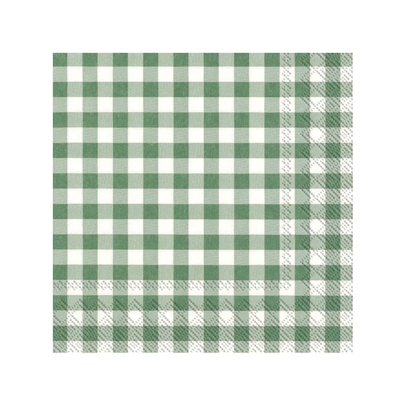 Foto van 60x vichy karo 3-laags servetten groen/wit geblokt 33 x 33 cm - feestservetten