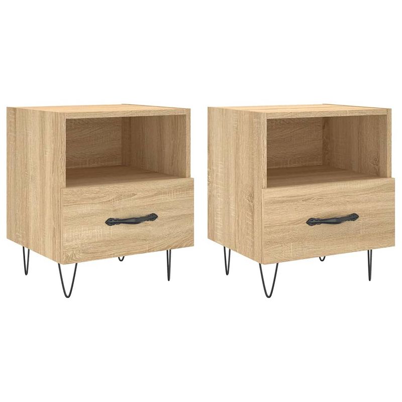 Foto van Vidaxl nachtkastjes 2 st 40x35x47,5 cm bewerkt hout sonoma eikenkleur