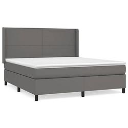 Foto van The living store boxspringbed - the living store - bed - 203x183x118/128 cm - grijs - kunstleer