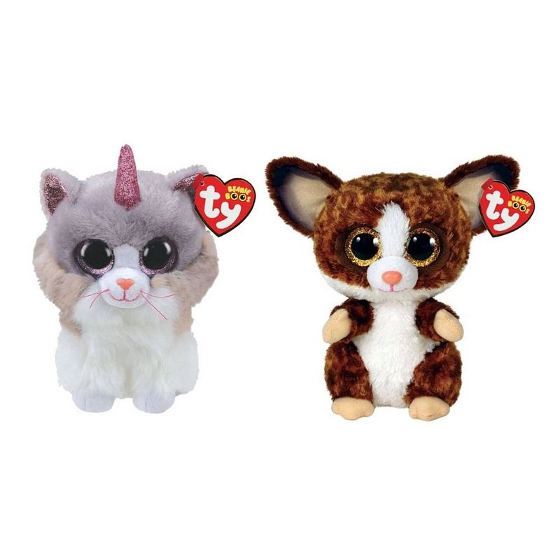 Foto van Ty - knuffel - beanie boo's - asher cat & bush baby galago