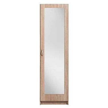 Foto van Kledingkast varia 1-deurs inclusief spiegel - licht eiken - 175x49x50 cm - leen bakker