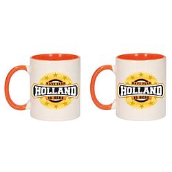 Foto van 2x stuks have fear holland is here mok/ beker oranje wit 300 ml - feest mokken