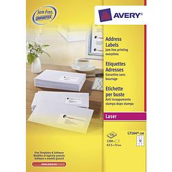 Foto van Adresetiket avery quickpeel 63,5x72 wit 100 vel 12 etiketten per vel