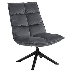 Foto van 24designs mylo draaibare fauteuil - fluweel donkergrijs - mat zwart onderstel