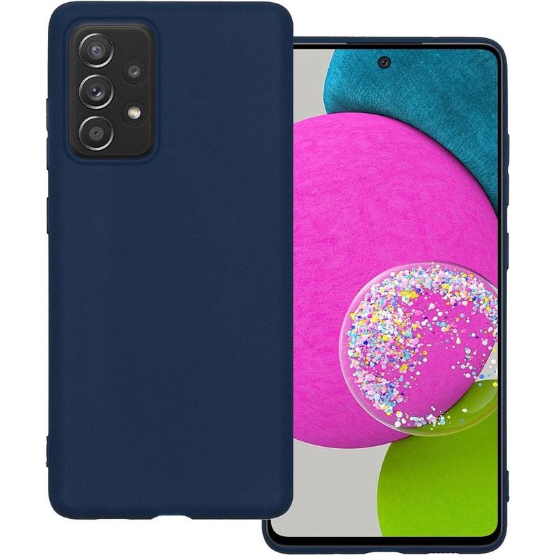 Foto van Basey samsung galaxy a52 hoesje siliconen hoes case cover - donkerblauw