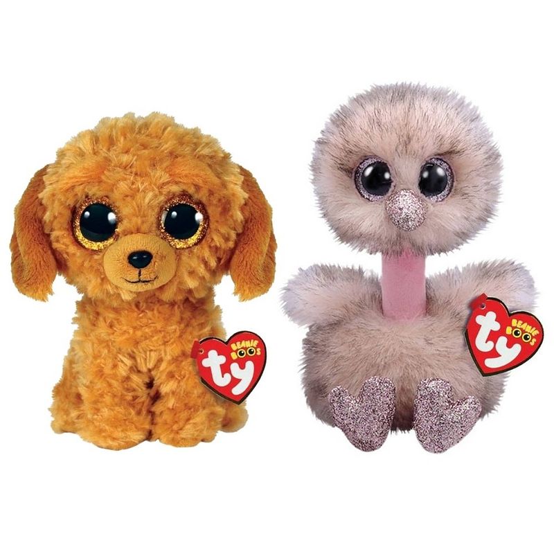 Foto van Ty - knuffel - beanie boo'ss - golden doodle dog & henna ostrich