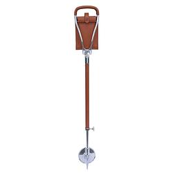 Foto van Classic canes wandelstok met zitje - swivel - bruin - leer - verstelbaar - zithoogte 77 - 90 cm - loop hoogte 83 - 96 cm