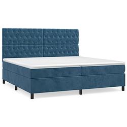 Foto van The living store boxspring met matras fluweel donkerblauw 200x200 cm - bed