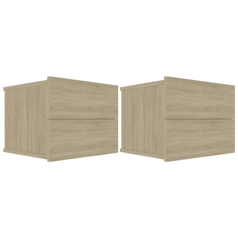 Foto van The living store nachtkastjes - sonoma eiken - spaanplaat - 40x30x30 cm - met 2 lades