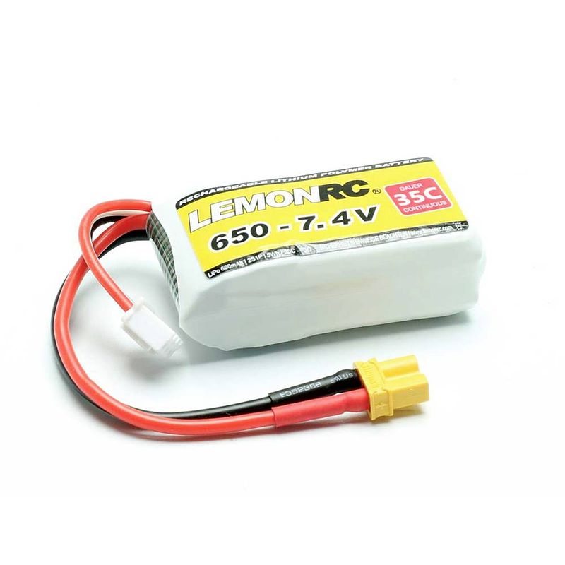 Foto van Lemonrc lipo accupack 7.4 v 650 mah aantal cellen: 2 35 c softcase xt30