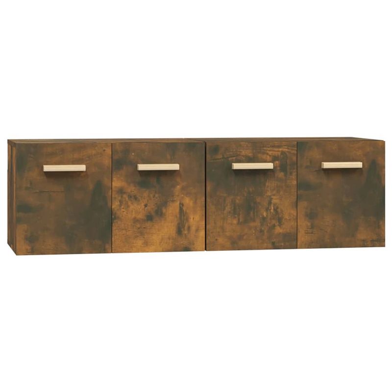 Foto van The living store wandkast - gerookt eiken - 60x36.5x35 cm - hangkasten met 2 vakken