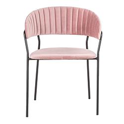 Foto van Giga meubel eetkamerstoel roze - velvet stof & metaal - zithoogte 48cm - stoel turin velvet