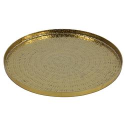 Foto van Dienblad/serveer tray marbella - metaal - goud - dia 24 cm - dienbladen