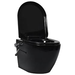 Foto van Vidaxl hangend toilet randloos met bidetfunctie keramiek zwart
