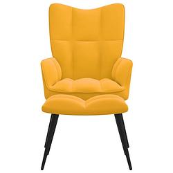 Foto van The living store relaxstoel met voetenbank fluweel mosterdgeel - fauteuil