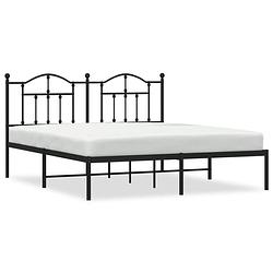 Foto van Vidaxl bedframe met hoofdbord metaal zwart 183x213 cm