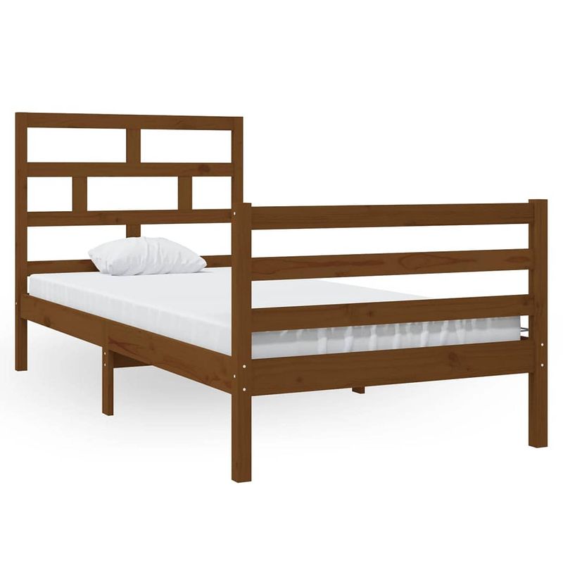 Foto van The living store bedframe grenenhout - honingbruin - 205.5 x 96 x 100 cm - geschikt voor 90 x 200 cm matras