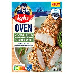 Foto van Iglo oven visfilets pompoenpitten & boekweit 2 visfilets 220g bij jumbo