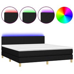 Foto van The living store boxspring dione - led - 160x200 - zwart stof - pocketvering matras - huidvriendelijk topmatras