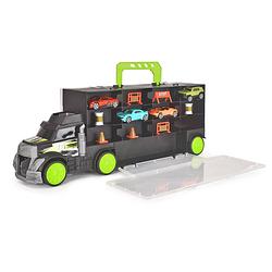 Foto van Dickie transporter met 4 die-cast auto'ss en accessoires