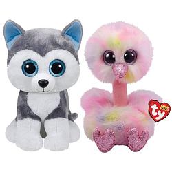 Foto van Ty - knuffel - beanie buddy - slush husky & avery ostrich