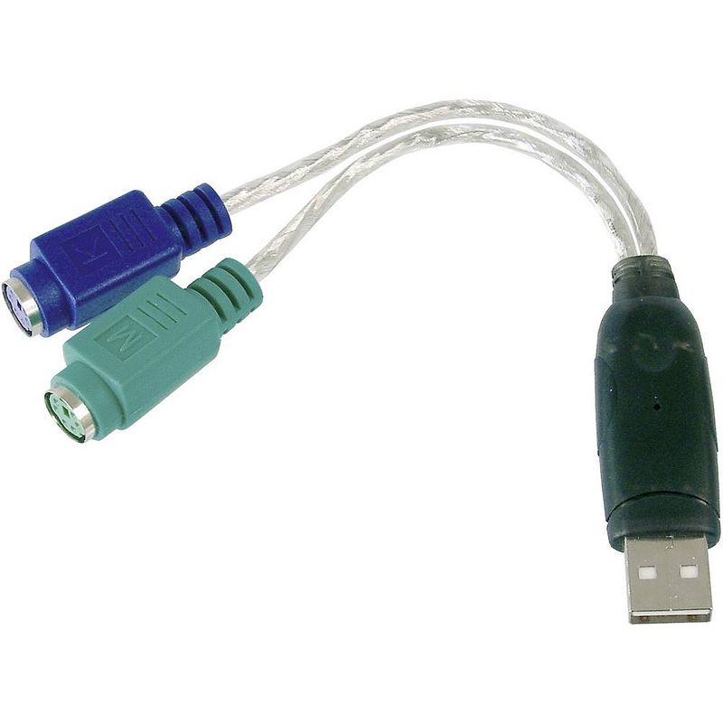 Foto van Digitus usb / ps/2 toetsenbord/muis aansluitkabel [1x usb-a 2.0 stekker - 2x ps/2-bus] 10.00 cm transparant