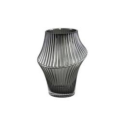 Foto van Ptmd yulaa grey solid glass vase oblique shape l