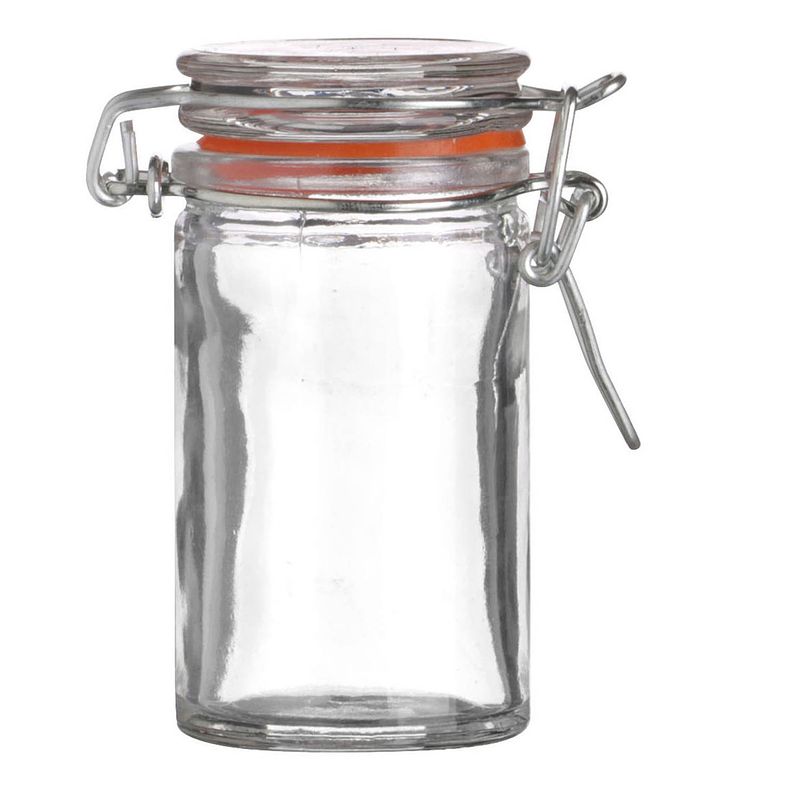 Foto van Urban living voorraadpotje/kruidenpotje - mini - 70 ml - glas - met beugelsluiting - voorraadpot