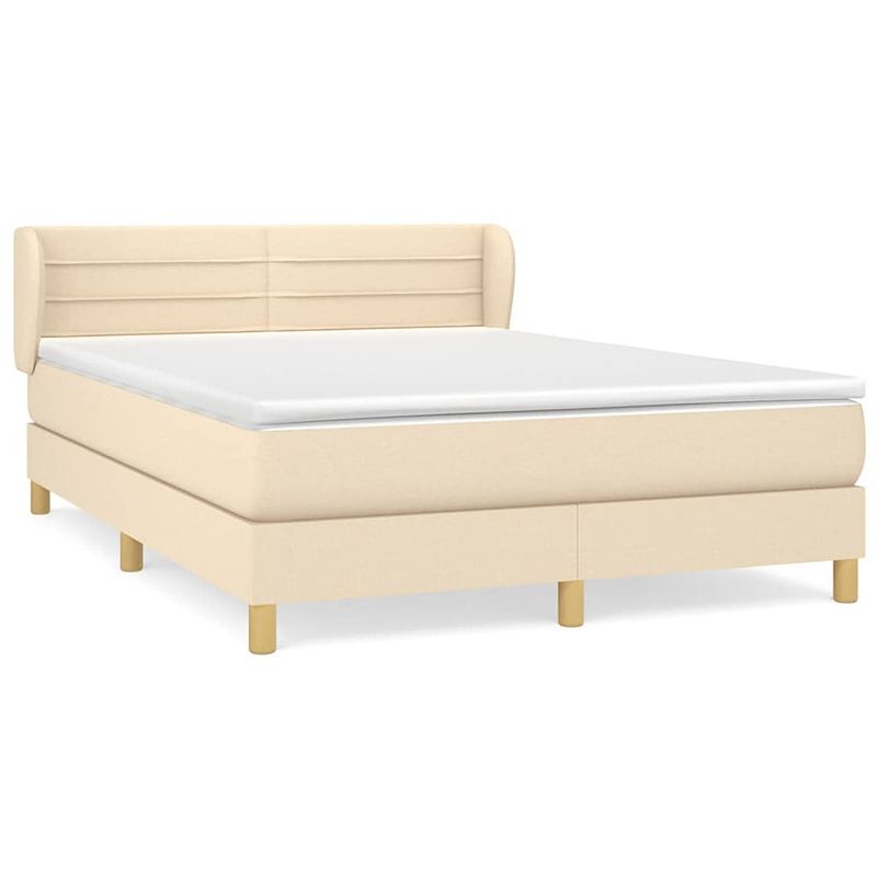 Foto van Vidaxl boxspring met matras stof cr??mekleurig 140x190 cm