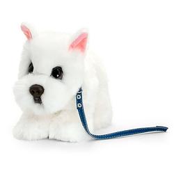 Foto van Keel toys pluche witte westie met riem honden knuffel 30 cm - knuffel huisdieren