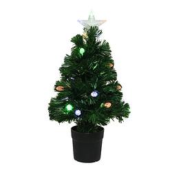 Foto van Fiber optic kerstboom/kunst kerstboom met verlichting en ster piek 60 cm - kunstkerstboom