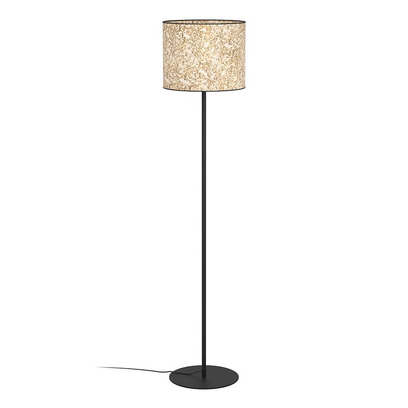 Foto van Eglo butterburn vloerlamp - e27 - 162 cm - zwart/wit/groen - berkenbladeren