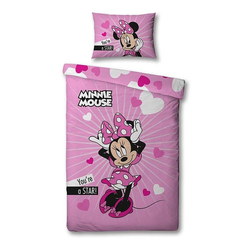 Foto van Disney minnie dekbedovertrek - 100% microvezel - 1-persoons (140x200 cm + 1 sloop) - 1 stuk (60x70 cm) - roze