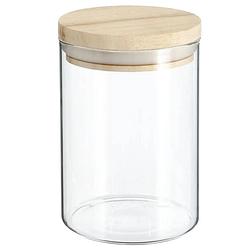 Foto van Voorraadbus/voorraadpot 0,6l glas met houten deksel - voorraadpot