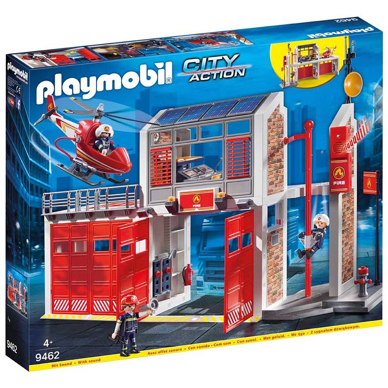 Foto van Playmobil city action brandweerkazerne met helikopter 9462