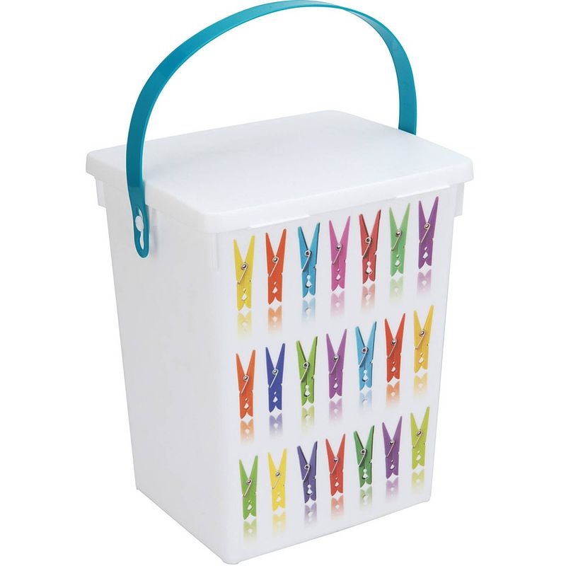 Foto van 1x wasknijper bewaarboxen turquoise hengsel 5 liter 23 x 18 cm - knijperszakken