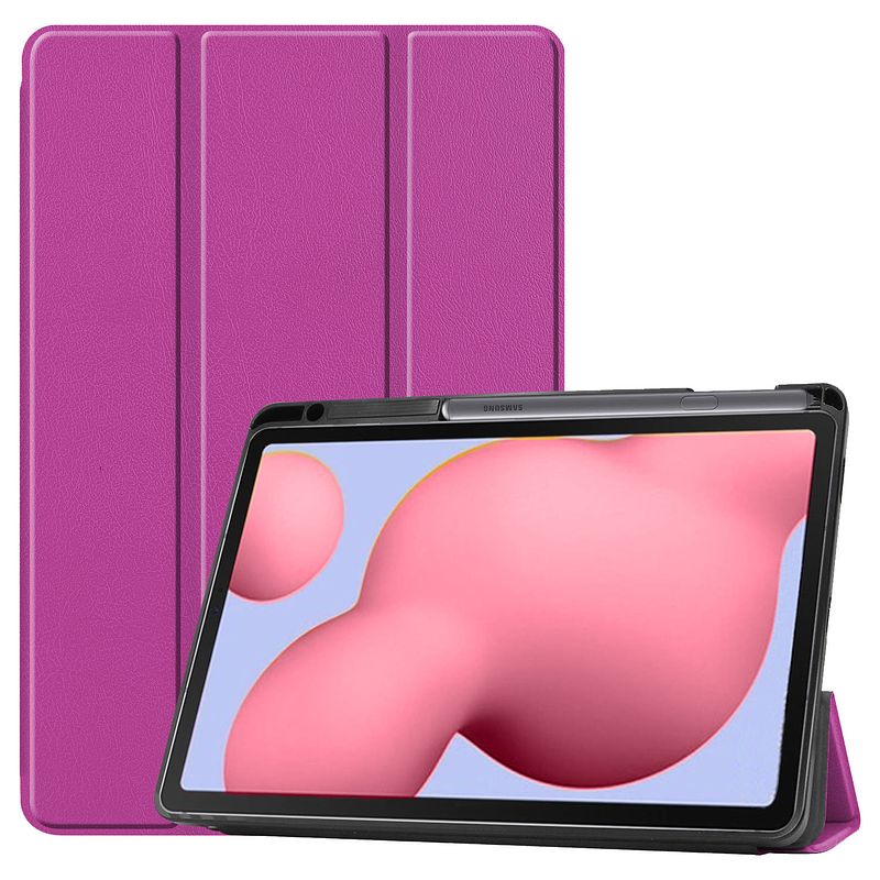 Foto van Basey samsung galaxy tab s6 lite hoesje kunstleer hoes case cover - paars