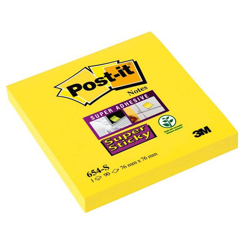 Foto van Notitieblok super sticky 76x76mm gl/pk12