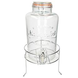 Foto van Drankdispenser/limonadedispenser op verhoger - glas - rvs - 8 liter - 18 x 37 cm - drankdispensers