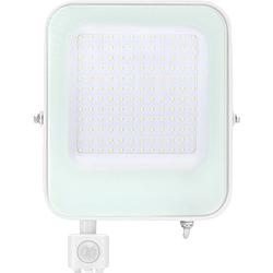Foto van Led bouwlamp 100 watt met sensor - led schijnwerper - aigi ixi - helder/koud wit 6500k - waterdicht ip65 - mat wit -