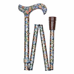 Foto van Classic canes opvouwbare wandelstok - herfst goud - aluminium - derby handvat - lengte 82 - 92 cm
