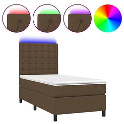 Foto van The living store boxspring dark brown - pocket spring mattress - breathable - durable - adjustable headboard - colorful