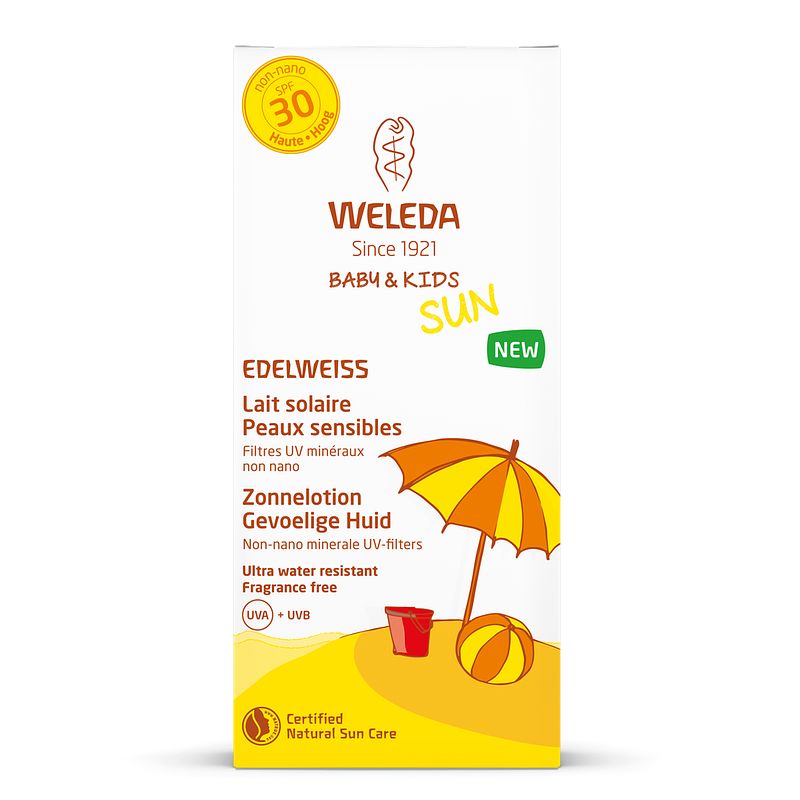 Foto van Weleda sun edelweiss zonnelotion gevoelige huid spf30