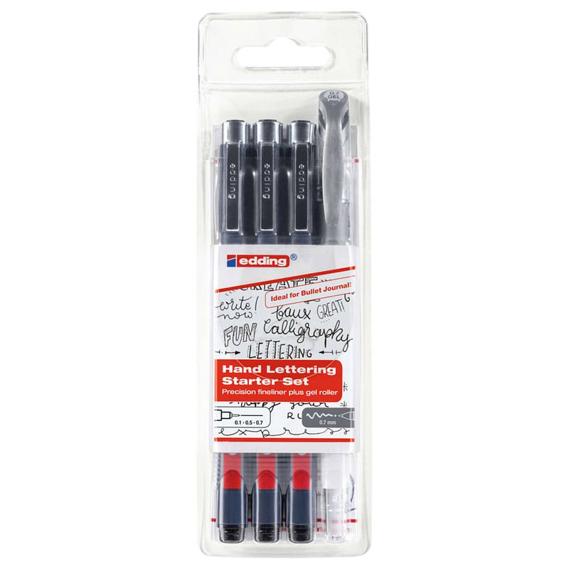 Foto van Edding fineliner en gelroller zendoodle outline, set van 4 stuks