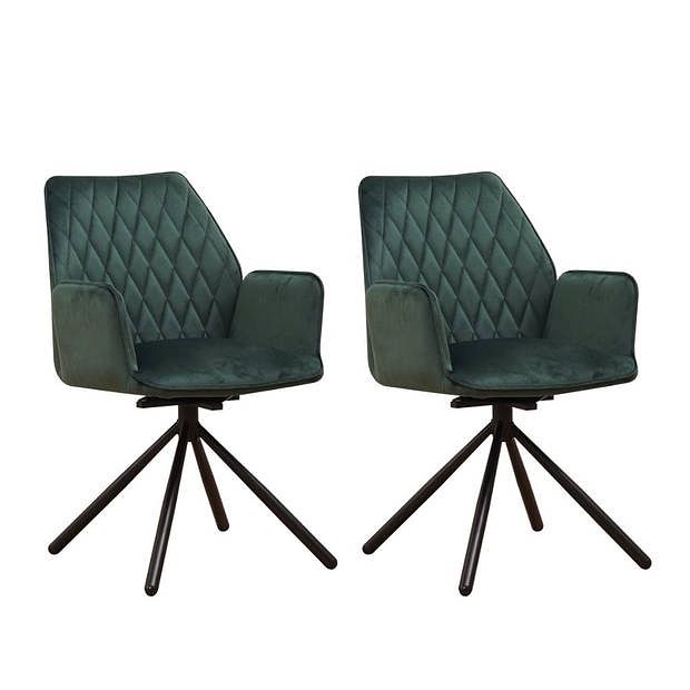 Foto van Set van 2 eetkamerstoelen novan velvet groen